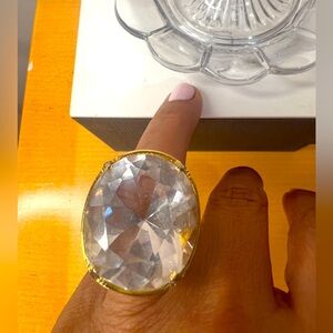 Kenneth Jay Lane, Headlight Swarovski Crystal Adjustable Statement Ring.